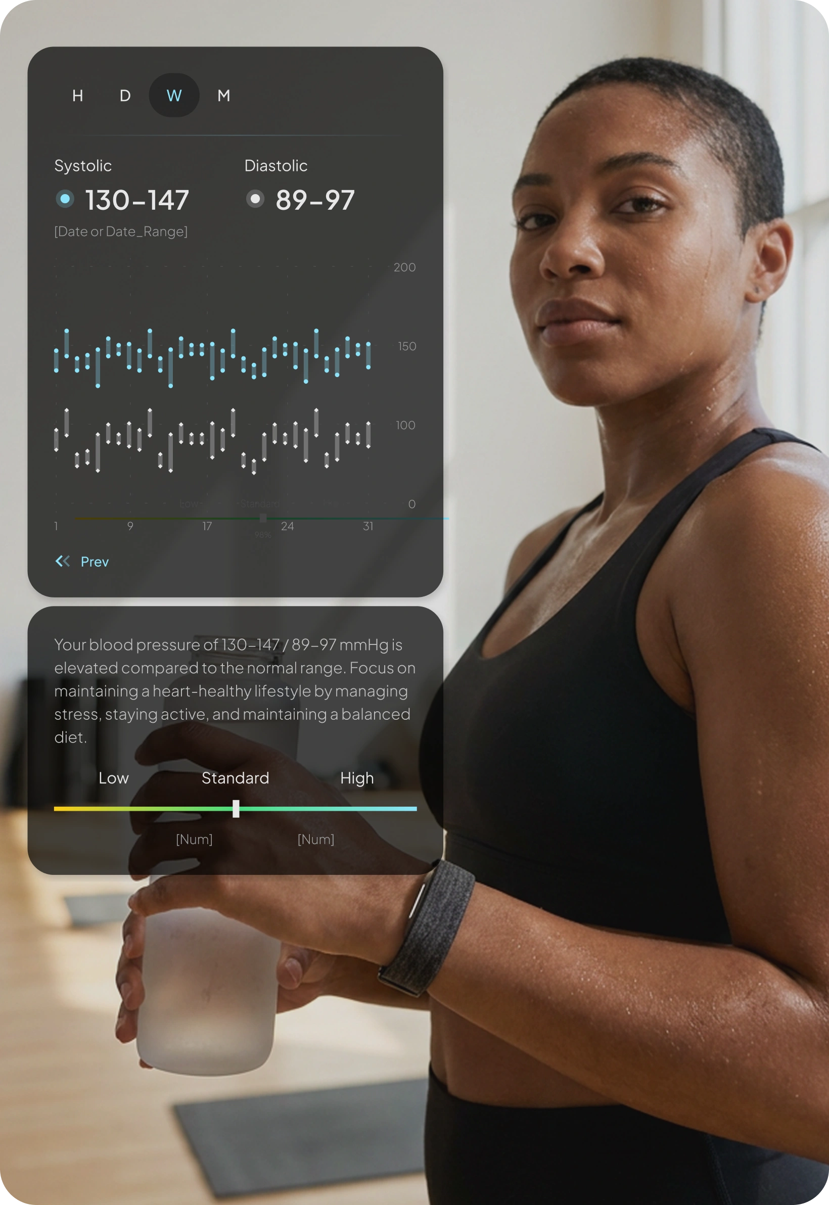 App blood-pressure weekly trend screen